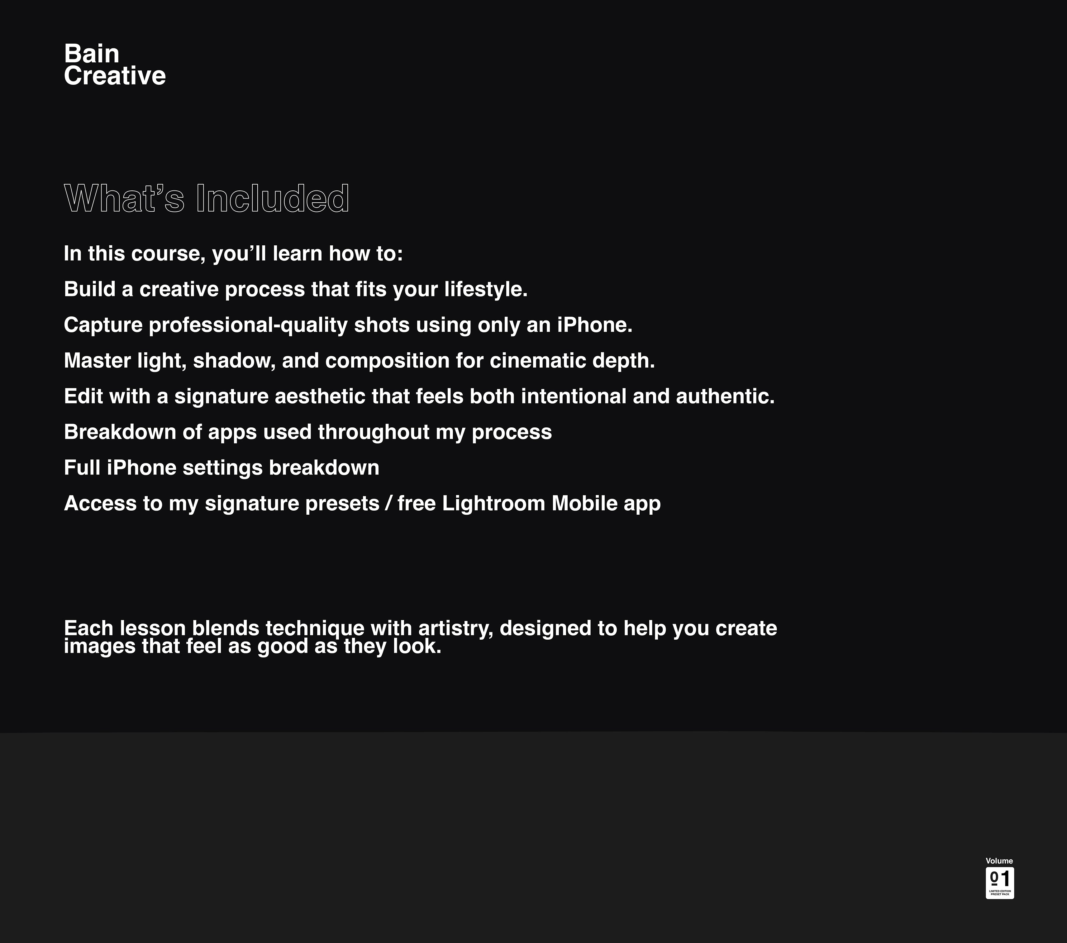 BAIN CREATIVE IPHONE MASTERCLASS